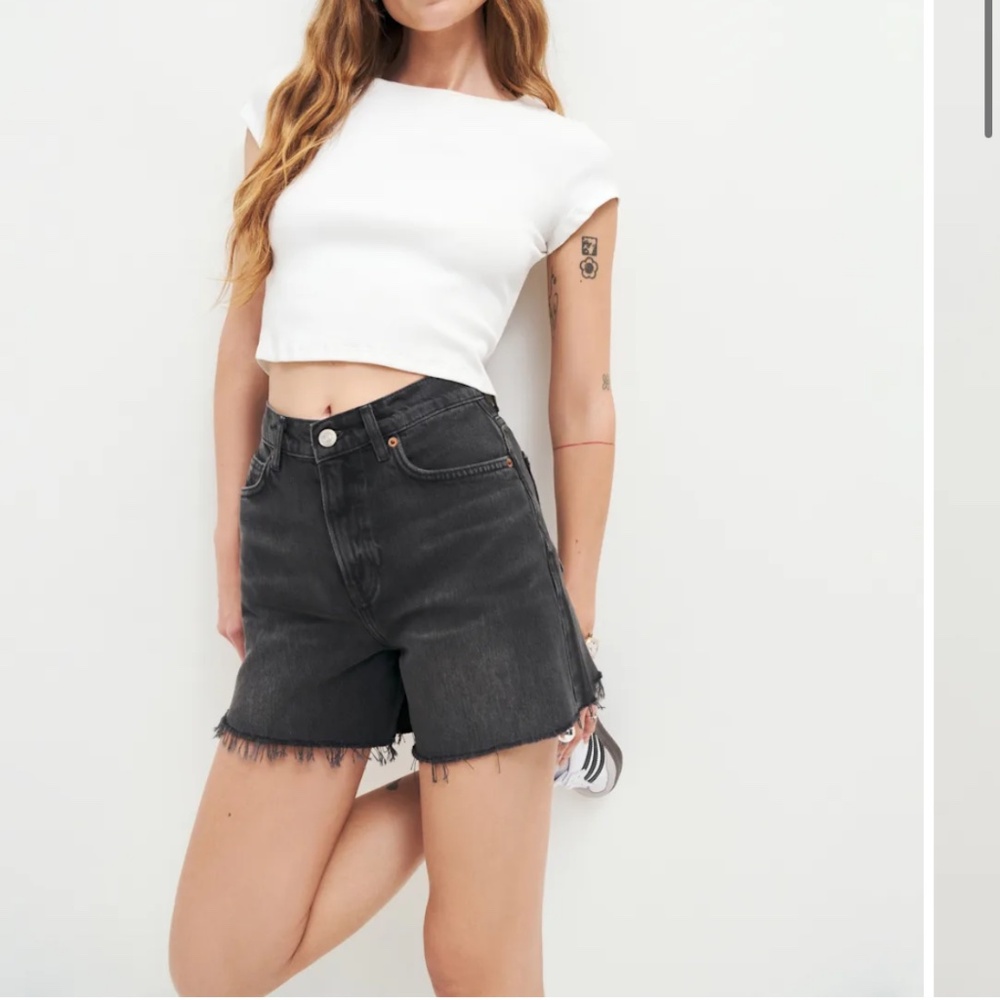 Reformation Wilder High Rise Relaxed Jean Shorts Nome (black)- Size 27